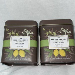 2 New The Secret Garden USDA Organic Earl Grey Black Tea 50 Tea Bags Each